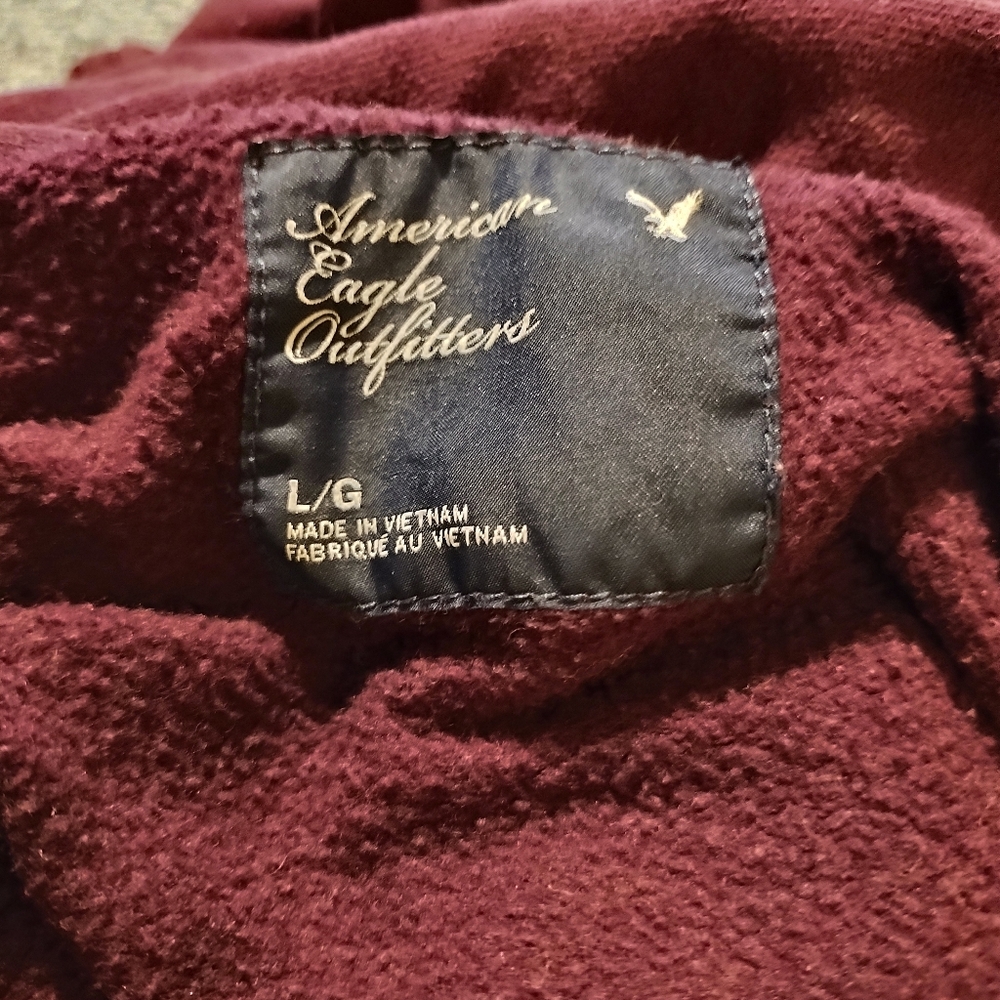 American Eagle Outfitters Burgundy Pullover Hoodie - Picture 3 of 4